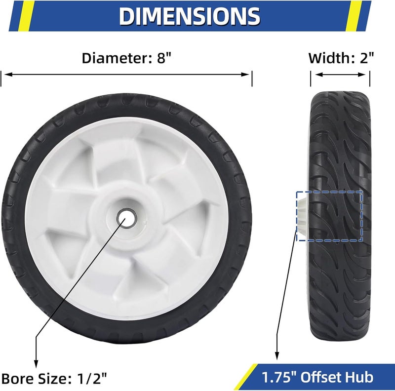 GICOOL GIGOOL 119-0311 Front Drive Wheel, 8 Inch Lawn Mower Wheel Replace for Toro 137-4832 115-2878 Stens 205-360 Fit for Toro 20330 20339 20350 20370 20954, 2 Pack - Image 2